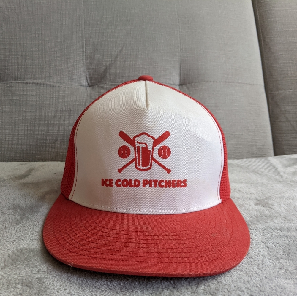 Baseball hat "ice cold pitchers". Beer enthusiast approved.